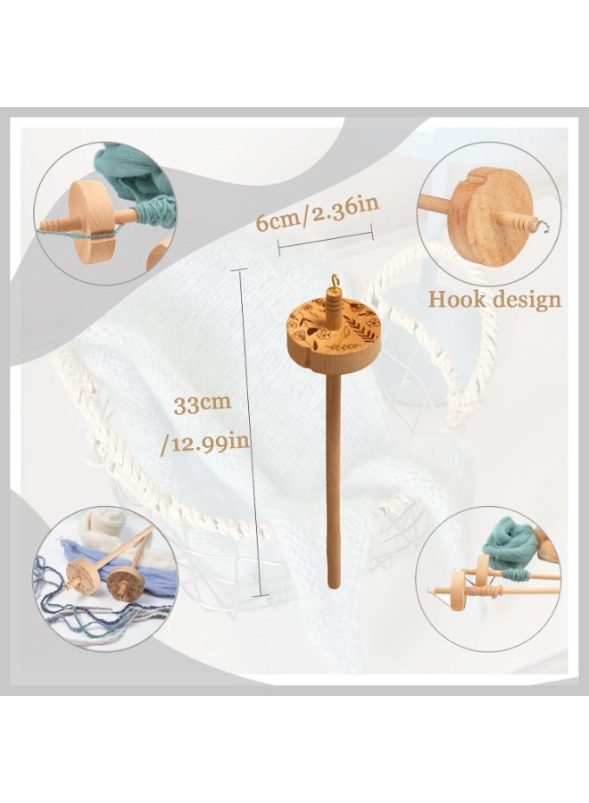 SRLIWHITE Handcrafted Wooden Drop Spindle Top Whorl with Hook, Smooth Waxed Yarn Spinning Tool for Wool or Plant Fibers, Beginner-Friendly Hand Spinning Starter Kit - Image 2
